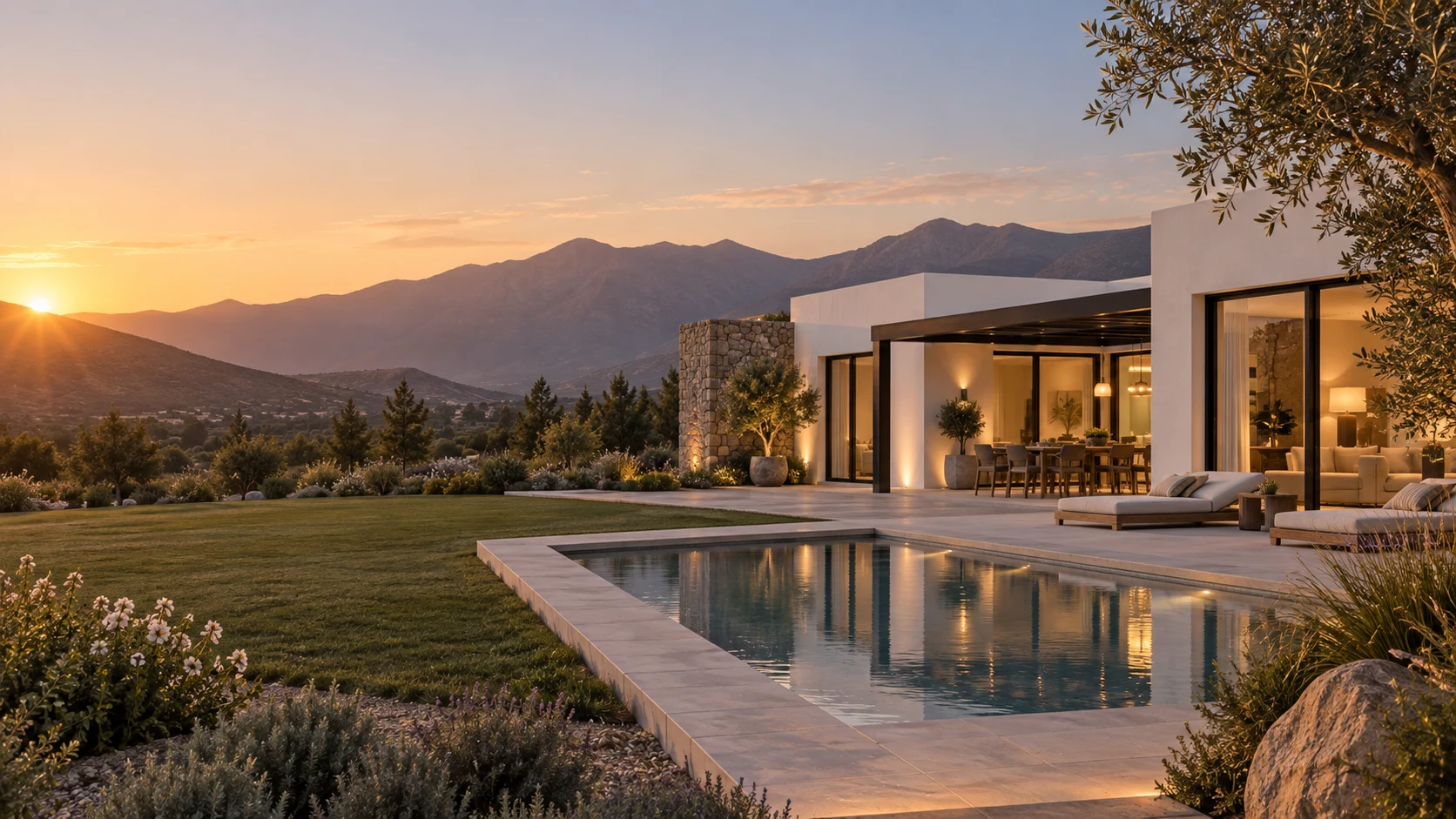 Casa moderna con piscina de Construcciones V & V