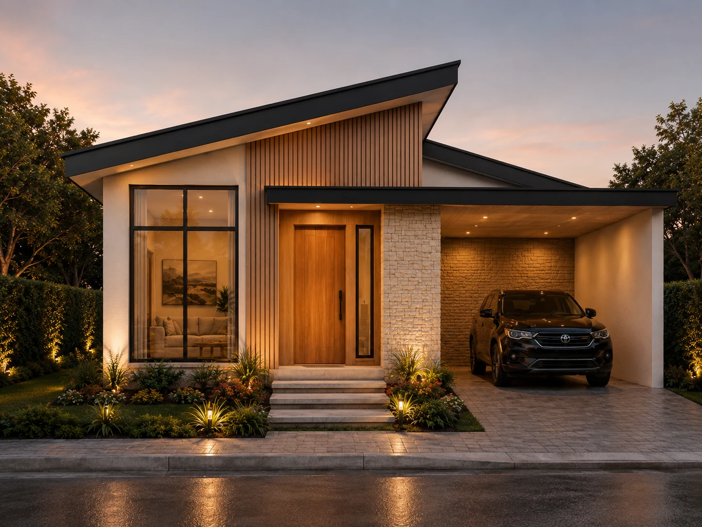 MOD-60, vivienda moderna de 60 metros cuadrados con cochera