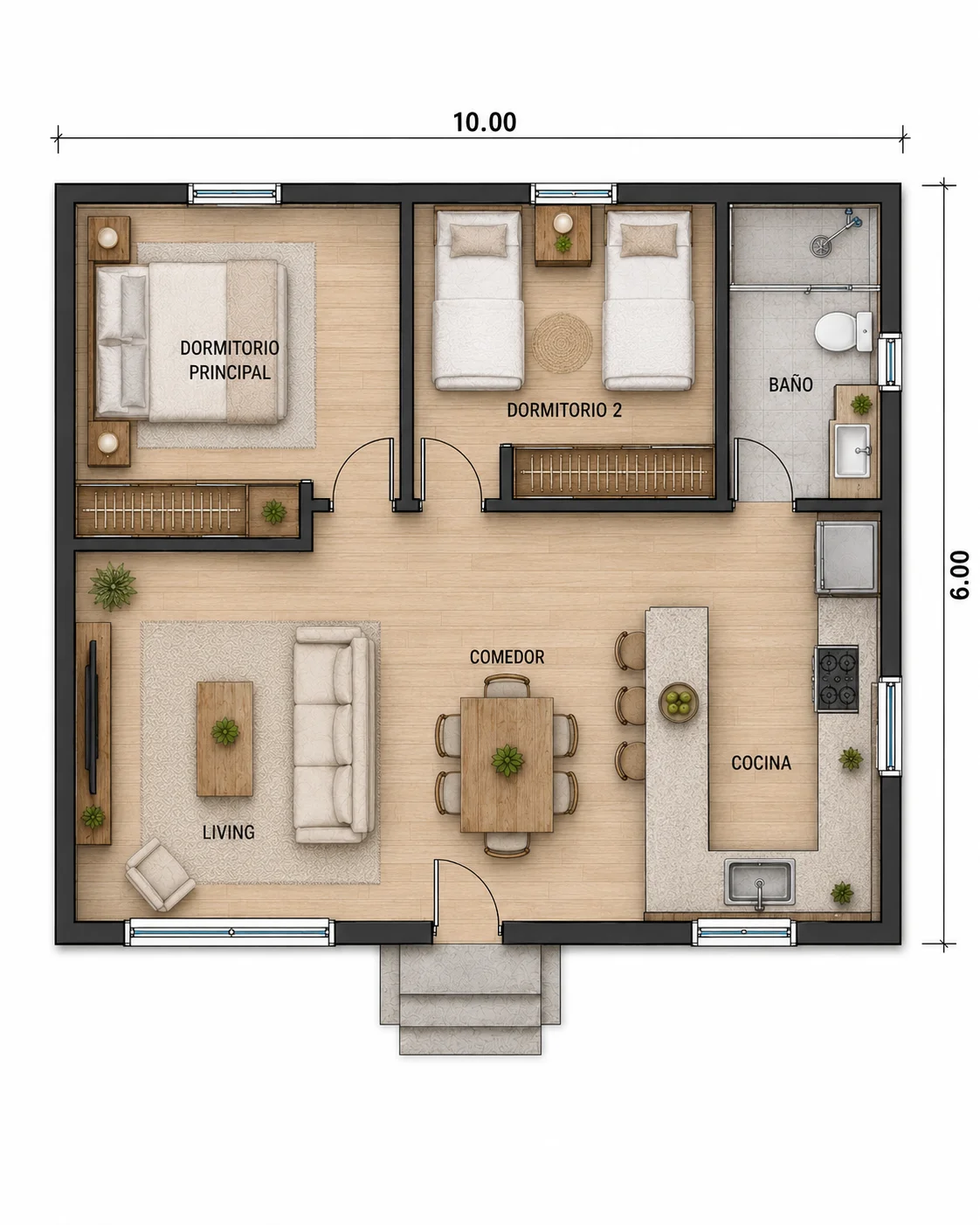 Plano referencial de distribución de Casa Campo V-60