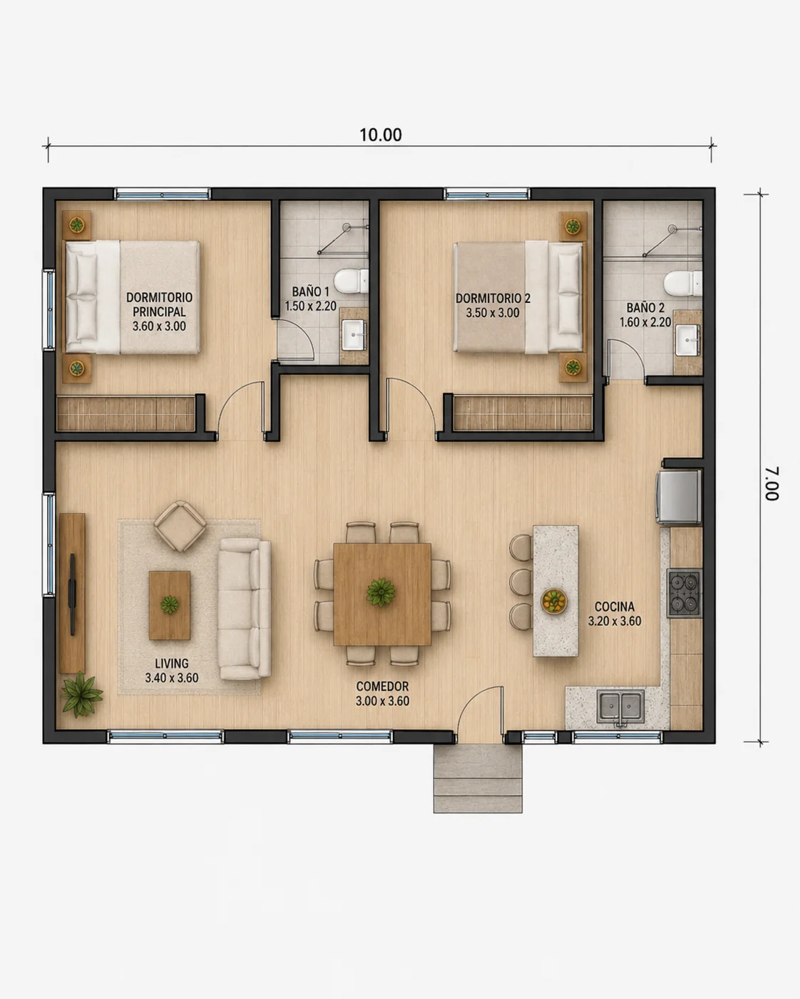 Plano referencial de distribución de Casa Campo V-70